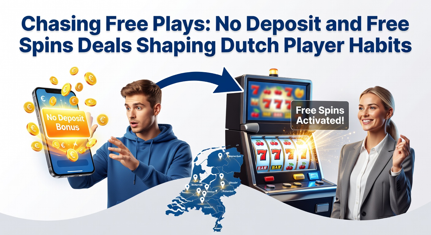 Nederlandse speler aan mobiel scherm met free spins promotie zichtbaar, symboliserend de aantrekkingskracht van no-deposit deals in de online casino wereld
