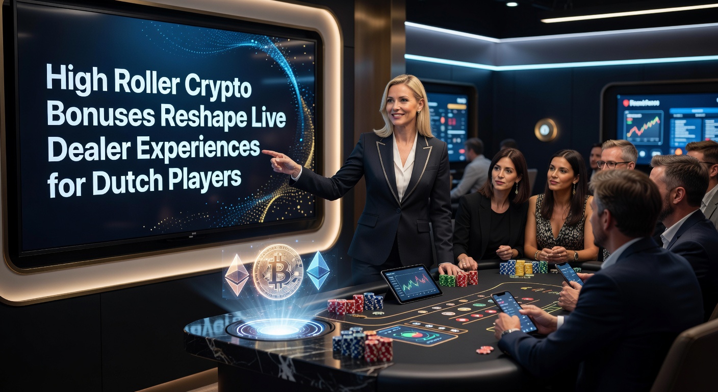 High roller bij een live blackjack-tafel met crypto-symbolen op het scherm, zichtbaar voor Nederlandse spelers