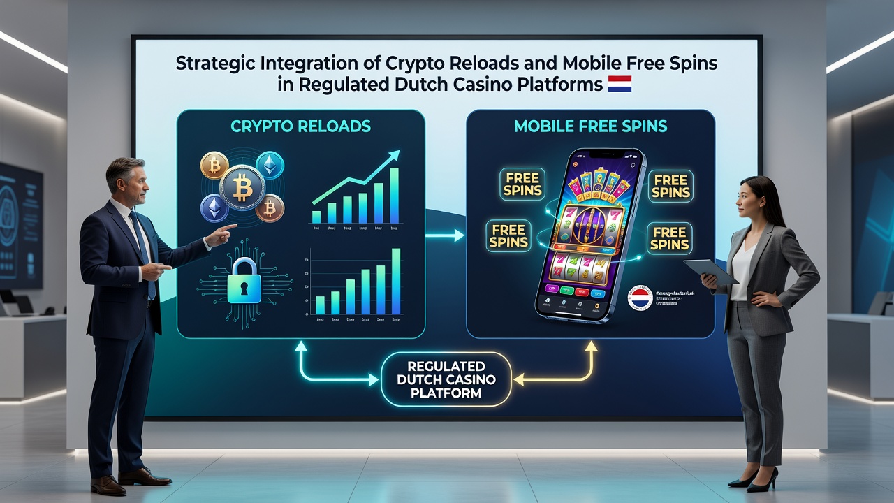 Weergave van mobiele interface met geïntegreerde crypto en free spins functionaliteit