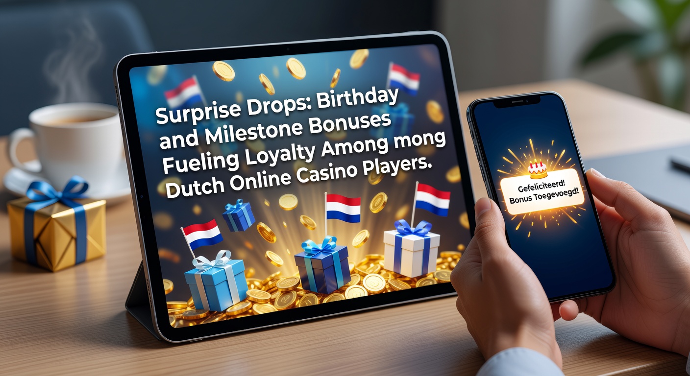 Spelers vieren een verjaardag met een surprise drop bonus in een Nederlands online casino, inclusief confetti en free spins