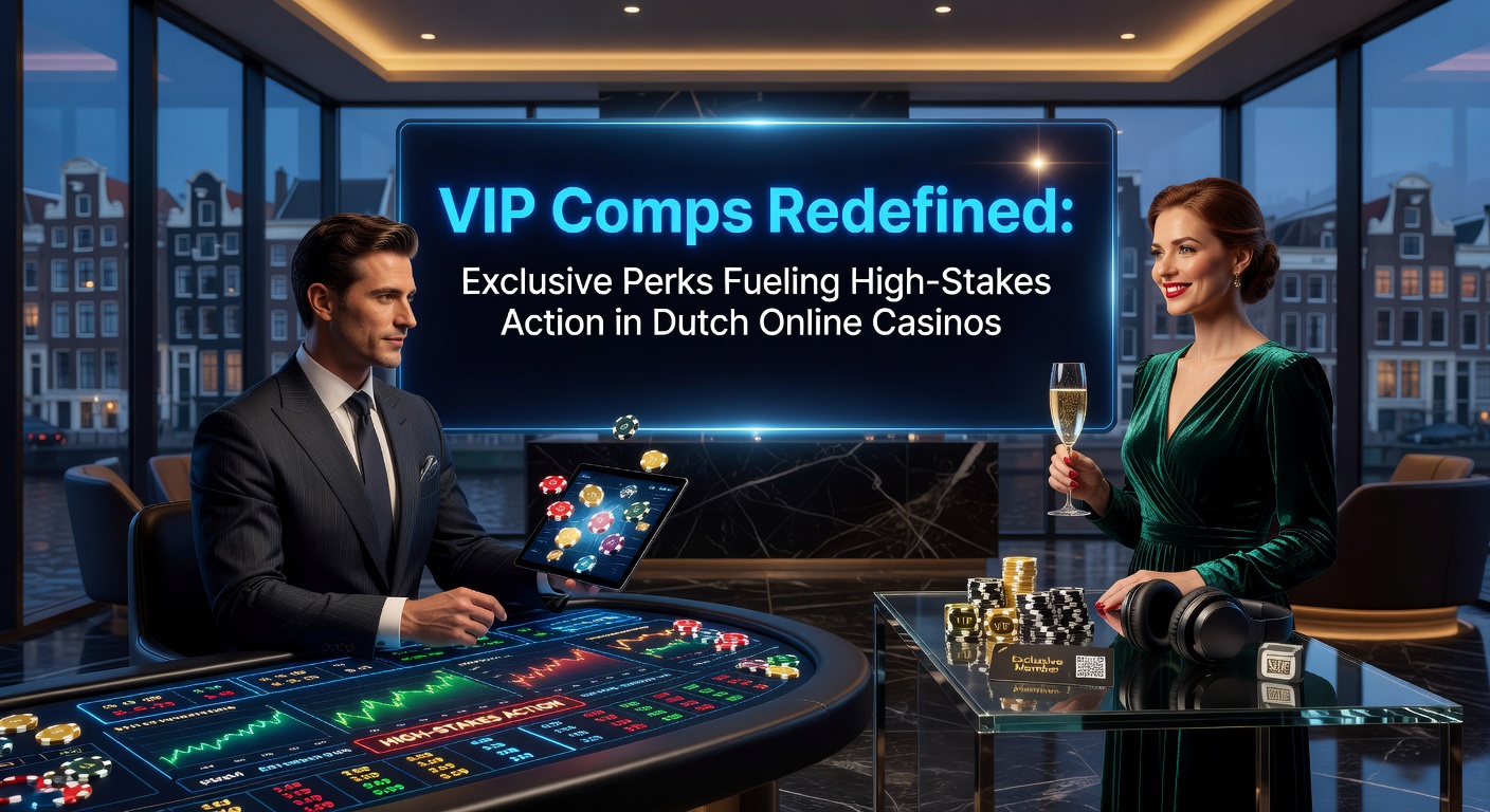 High roller geniet van exclusieve VIP-perks in een Nederlands online casino, met luxe symbolen en kaarten op een scherm